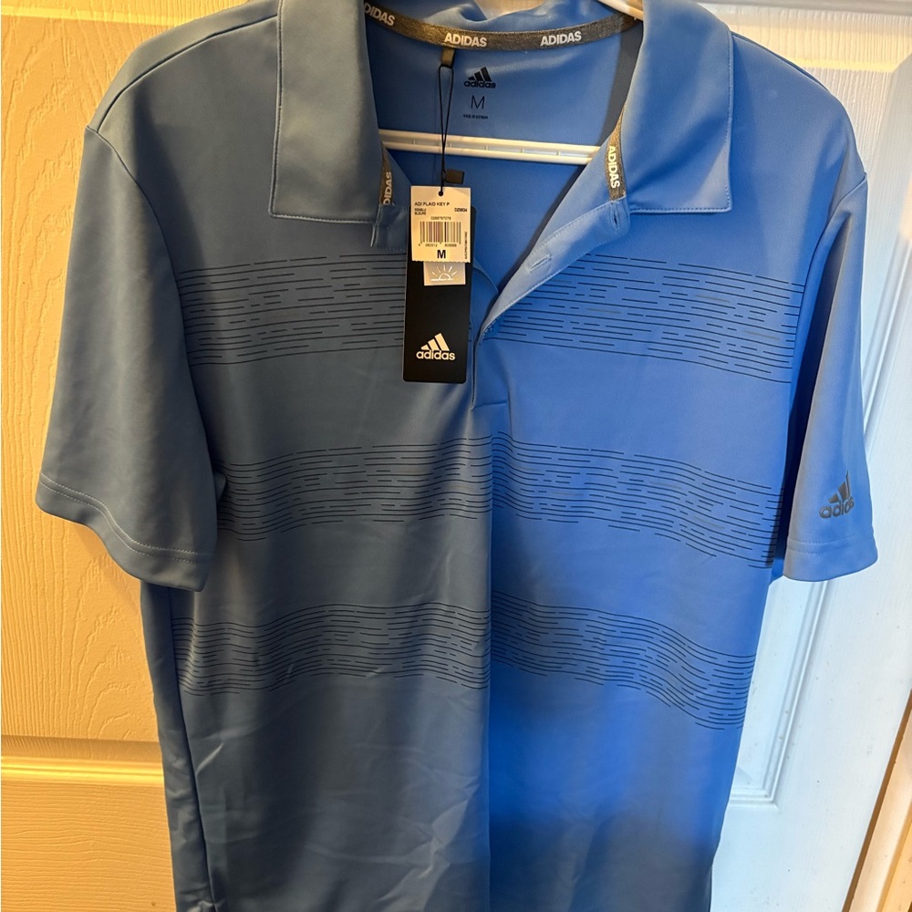 Adidas Blue Polo Shirt Casual Athletic Wear